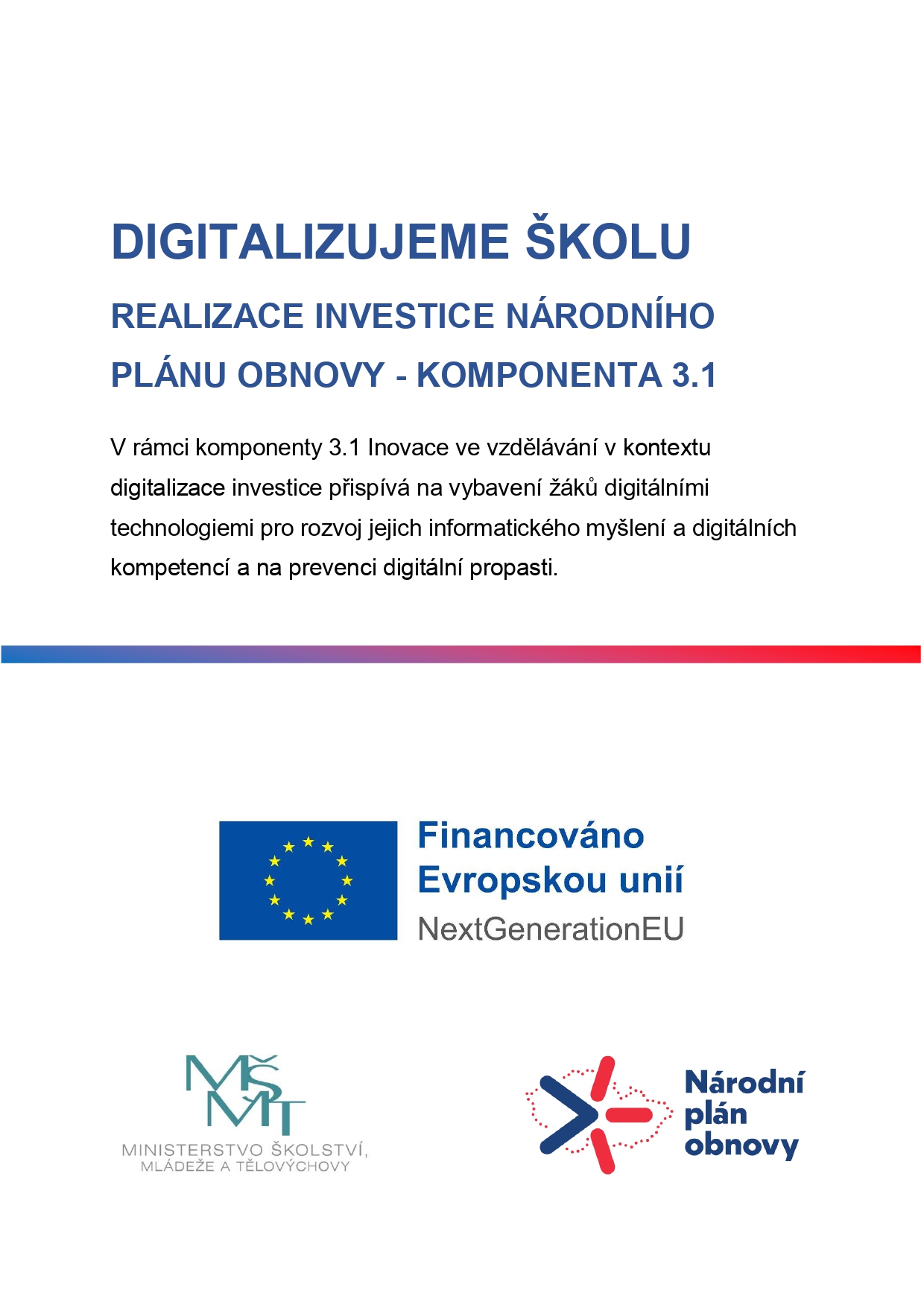 MSMT Letak pro publicitu NPO DIGITALIZUJEME SKOLU